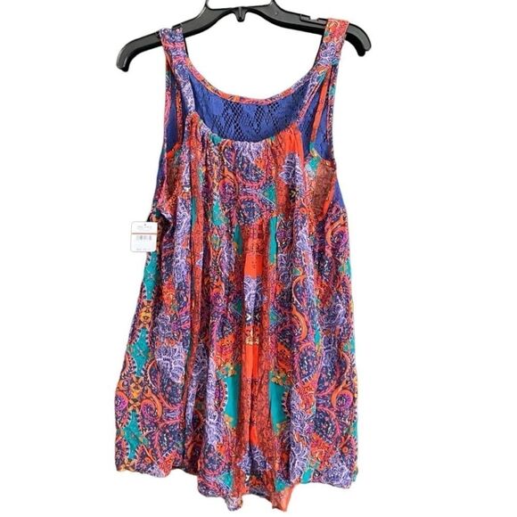 NWT Free People Count Me In Trapeze Hot Red Combo Tunic Size Small Retail $88 - Picture 6 of 8